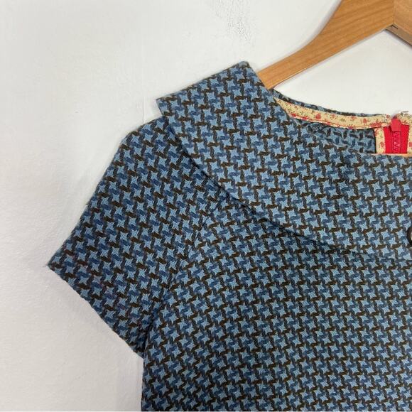 Beebop & Wally Madeline Blue Star Wool Vintage Mod Dress Size XS - Picture 5 of 13